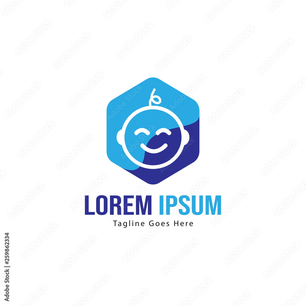 Baby logo template design. Minimalist baby logo with modern frame Baby logo template design. Minimalist baby logo with modern frame