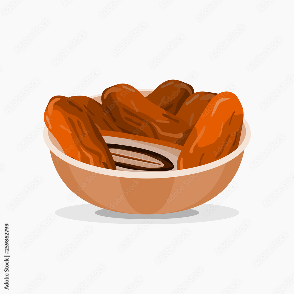 Editable Isolated Top Side View Date Palm Fruits on a Bowl Vector Illustration for Islamic Theme Purposes Like Ramadan Iftar Party and Arab Culture or Healthy Foods Editable Isolated Top Side View Date Palm Fruits on a Bowl Vector Illustration for Islamic Theme Purposes Like Ramadan Iftar Party and Arab Culture or Healthy Foods