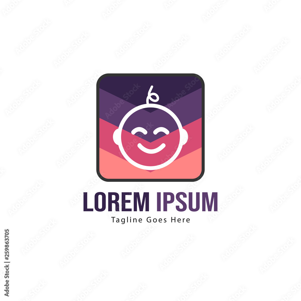 Obraz premium Baby logo template design. Minimalist baby logo with modern frame