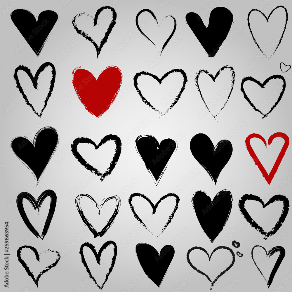 Grunge heart icons sign. Grunge heart icons sign.