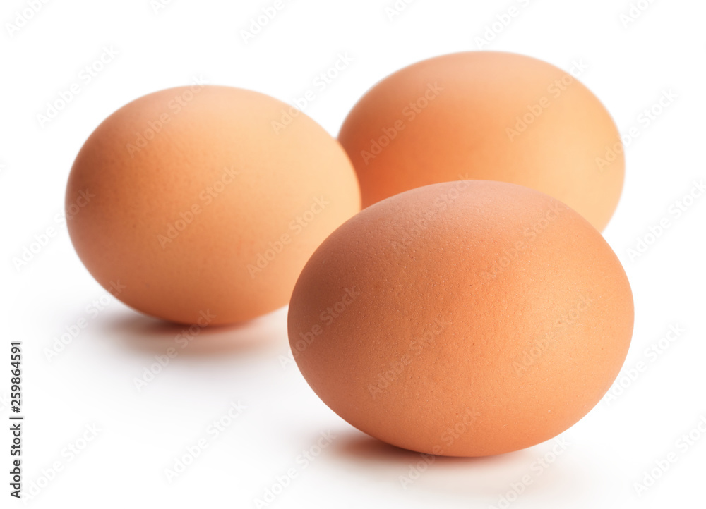 three eggs isolated on white background three eggs isolated on white background