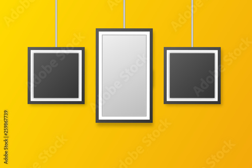 Wall picture frame templates isolated on orange background