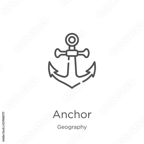 anchor icon vector from geography collection. Thin line anchor outline icon vector illustration. Outline, thin line anchor icon for website design and mobile, app development