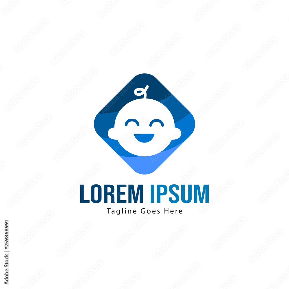Baby logo template design. Minimalist baby logo with modern frame Baby logo template design. Minimalist baby logo with modern frame