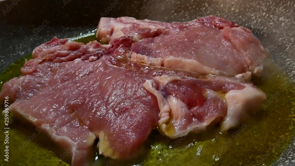 Beefsteak Pork Chop Steak 4K Video Close-up Beefsteak Pork Chop Steak 4K Video Close-up
