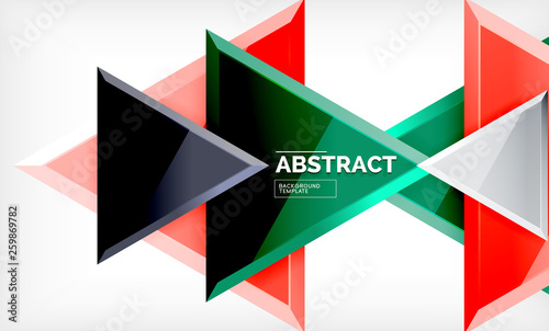 Free Download Triangles repetiton geometric abstract background, multicolored glossy triangular shapes, hi-tech poster cover design or web presentation template with copy space - GFXLoad