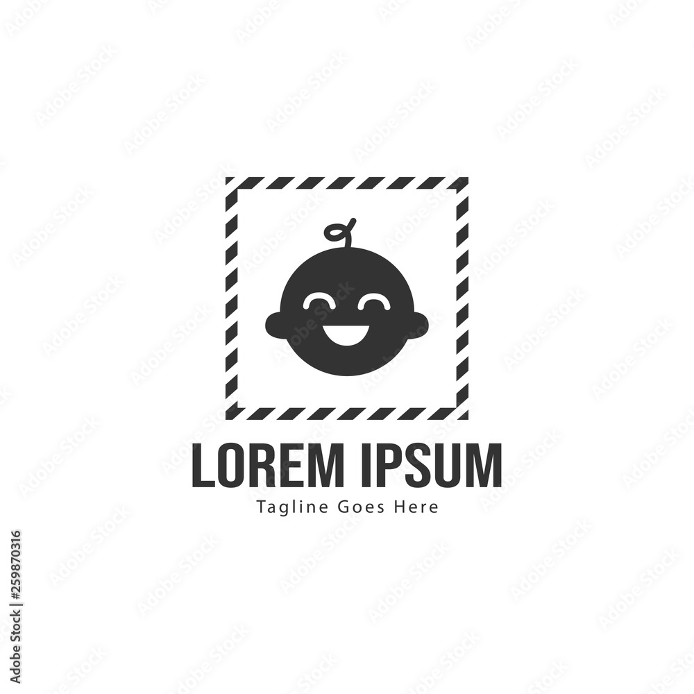 Naklejka premium Baby logo template design. Minimalist baby logo with modern frame