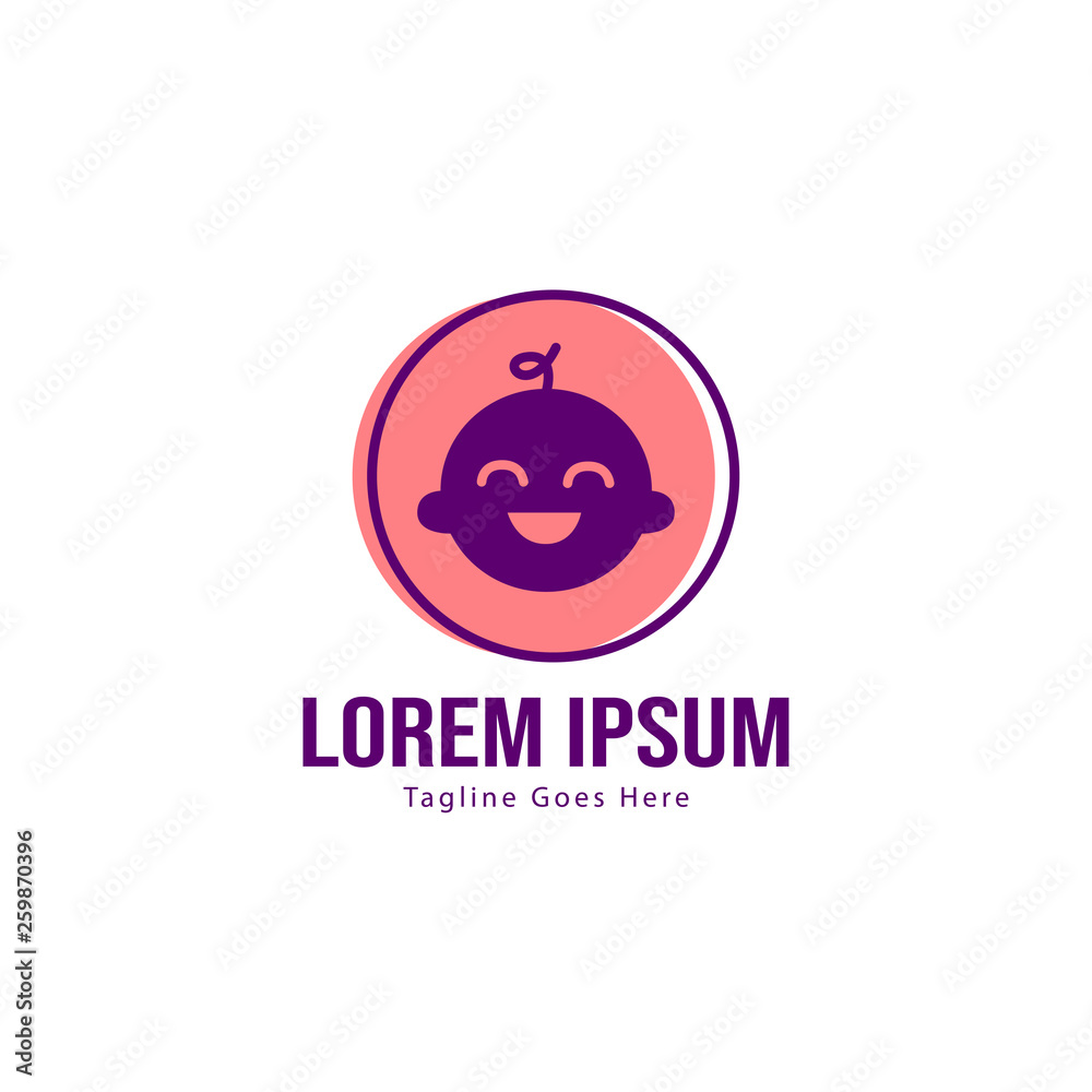 Baby logo template design. Minimalist baby logo with modern frame Baby logo template design. Minimalist baby logo with modern frame