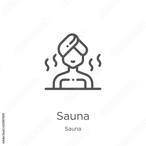 sauna icon vector from sauna collection. Thin line sauna outline icon vector illustration. Outline, thin line sauna icon for website design and mobile, app development