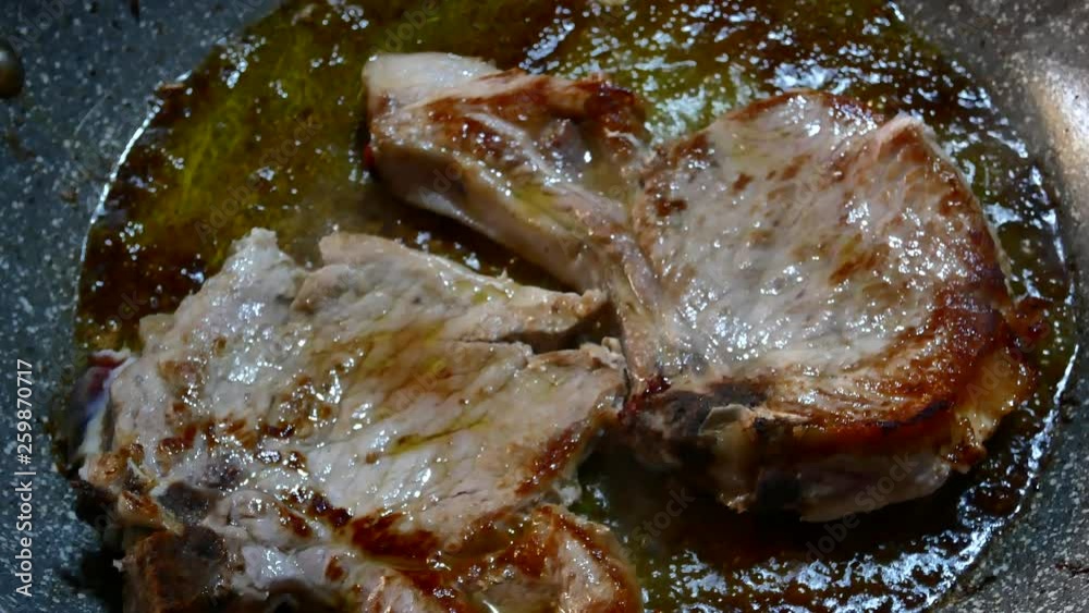 Beefsteak Pork Chop Steak 4K Video Close-up Beefsteak Pork Chop Steak 4K Video Close-up