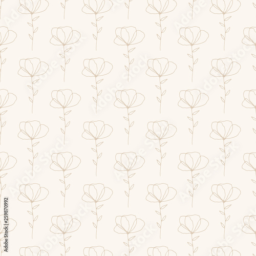 Hand drawn floral seamless pattern. Retro background.