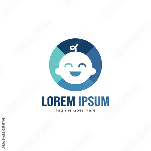 Baby logo template design. Minimalist baby logo with modern frame