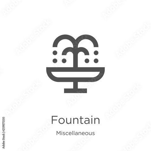 fountain icon vector from miscellaneous collection. Thin line fountain outline icon vector illustration. Outline, thin line fountain icon for website design and mobile, app development