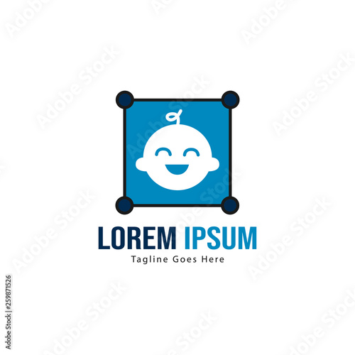 Baby logo template design. Minimalist baby logo with modern frame