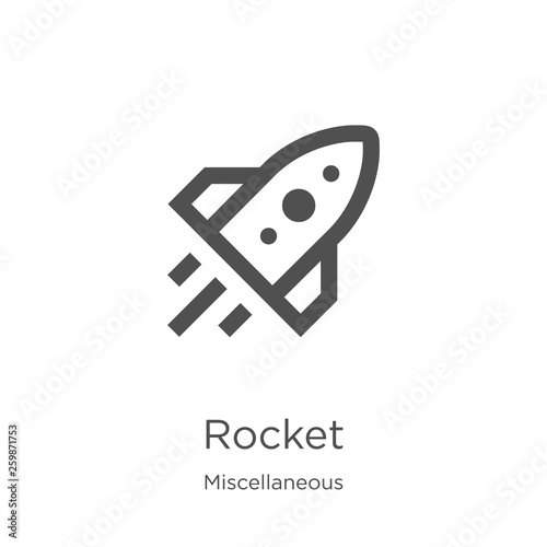 rocket icon vector from miscellaneous collection. Thin line rocket outline icon vector illustration. Outline, thin line rocket icon for website design and mobile, app development