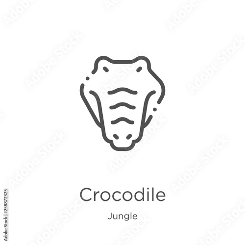 crocodile icon vector from jungle collection. Thin line crocodile outline icon vector illustration. Outline, thin line crocodile icon for website design and mobile, app development