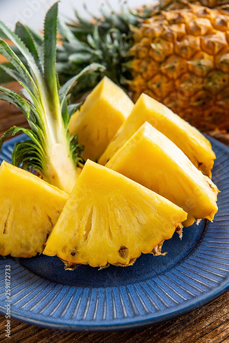 Assortment of fresh and delicious pineapple fruit slices