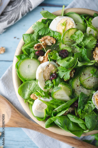 Homemade eggs spinach salad