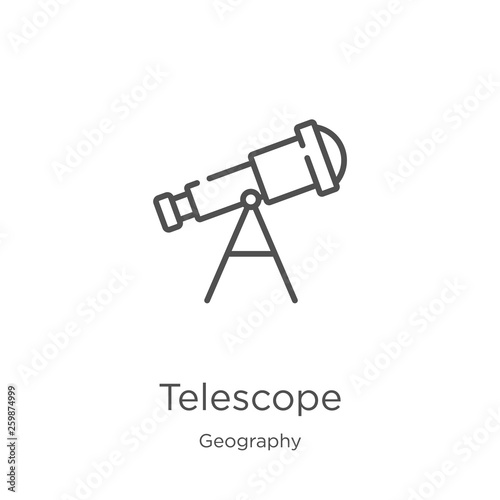 telescope icon vector from geography collection. Thin line telescope outline icon vector illustration. Outline, thin line telescope icon for website design and mobile, app development