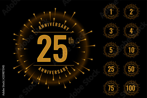 set of anniversary logotype emblem set