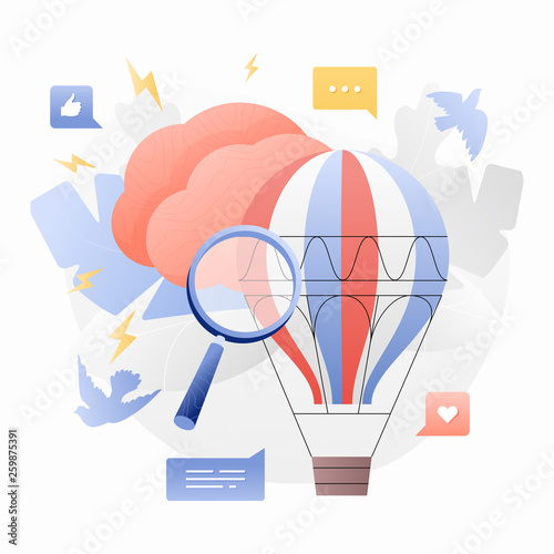 Human Brain with Hot Air Balloon photo