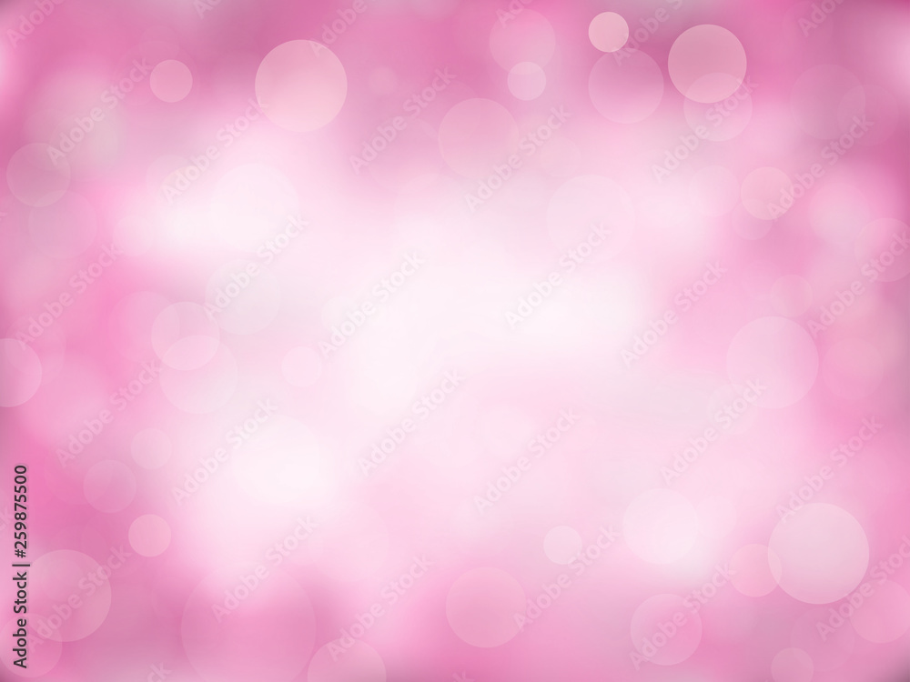 Pink abstract bokeh background with gradient. Nature blurred backdrop with lights.