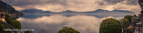 Panorama image of lake maggiore taken from the village of cannero riviera