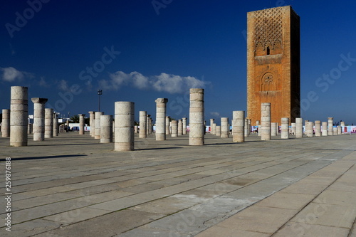 view hassan tower in rabat morocco