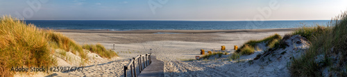 Beach on the East Frisian Island Juist in the North Sea, Germany, in morning light.