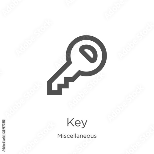 key icon vector from miscellaneous collection. Thin line key outline icon vector illustration. Outline, thin line key icon for website design and mobile, app development