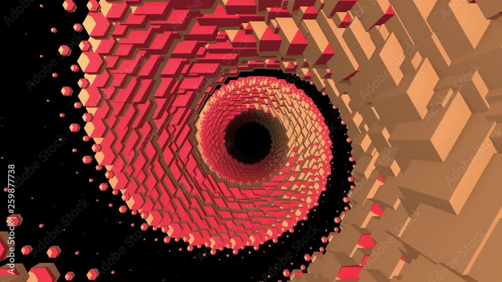 flight through 3d colorful polygonal spiral scales tunnel background new quality motion graphics animation cool nice beautiful 4k video stock footage