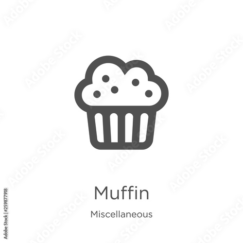 muffin icon vector from miscellaneous collection. Thin line muffin outline icon vector illustration. Outline, thin line muffin icon for website design and mobile, app development