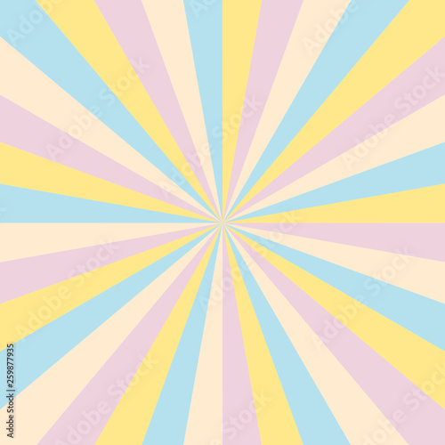 4 Color yellow pink blue beige radial stripes retro design