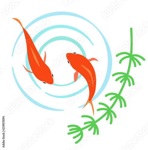 水面と金魚　アイコンセット