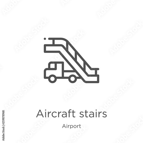 aircraft stairs icon vector from airport collection. Thin line aircraft stairs outline icon vector illustration. Outline, thin line aircraft stairs icon for website design and mobile, app development