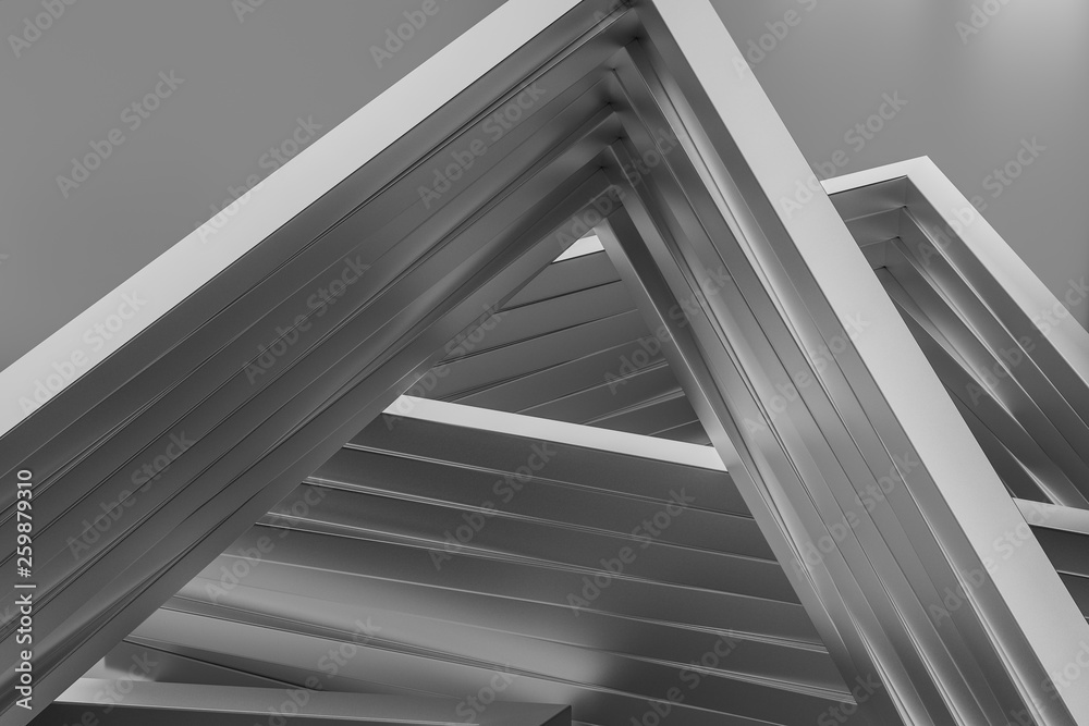 3d rendering, triangle metal framework, industrial background 3d rendering, triangle metal framework, industrial background