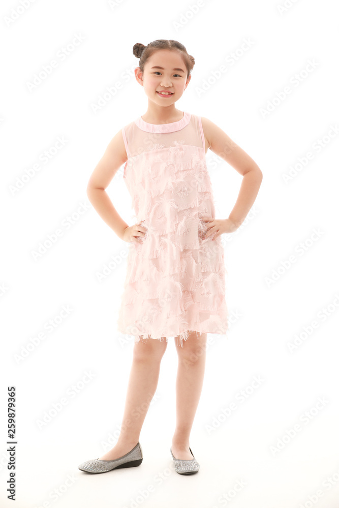 Girl on white background