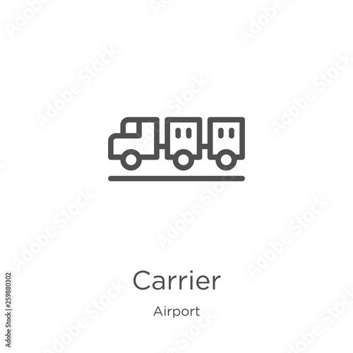 carrier icon vector from airport collection. Thin line carrier outline icon vector illustration. Outline, thin line carrier icon for website design and mobile, app development