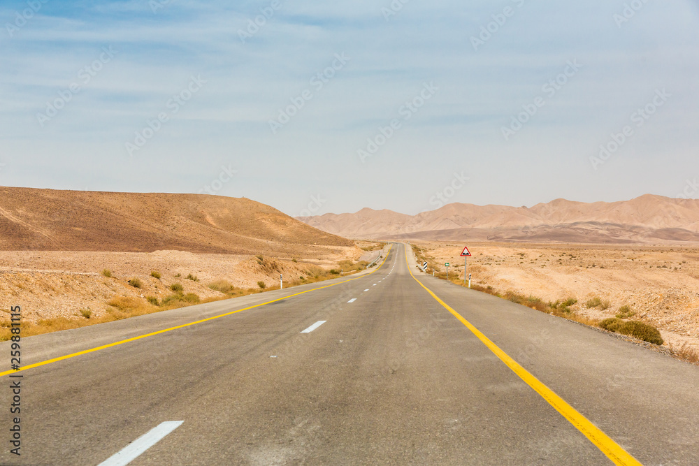 Empty road somewhere in Negev Desert in Israel Empty road somewhere in Negev Desert in Israel