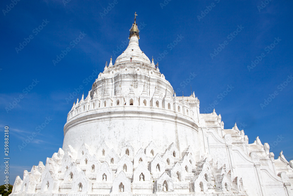 White Hsinbyume pagoda temple (Mya Thein Dan Pagoda) in Mingun, Mandalay, Myanmar (Burma)