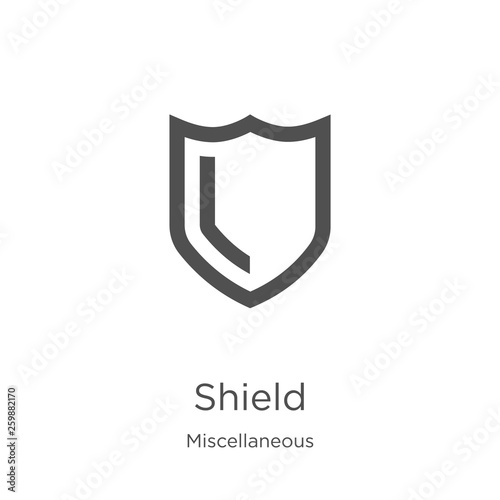 shield icon vector from miscellaneous collection. Thin line shield outline icon vector illustration. Outline, thin line shield icon for website design and mobile, app development
