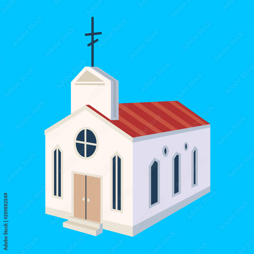 Church icon. Hand drawn illustration of christian church icon for web design