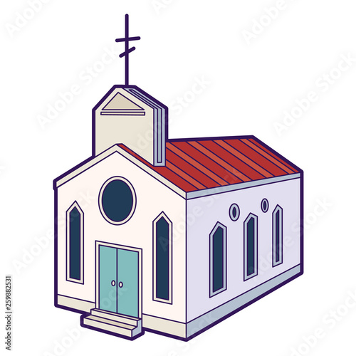 Church icon. Hand drawn illustration of christian church icon for web design