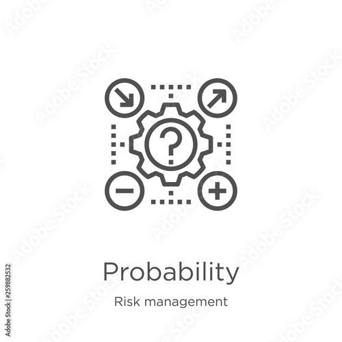 probability icon vector from risk management collection. Thin line probability outline icon vector illustration. Outline, thin line probability icon for website design and mobile, app development