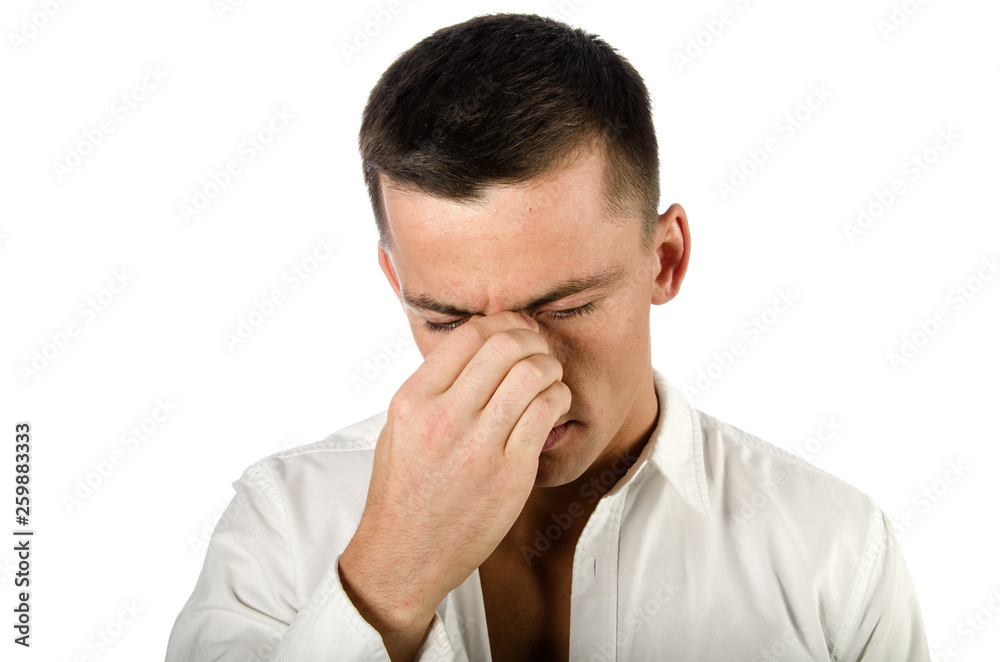 Tears and depression. The young guy is crying. Tears and depression. The young guy is crying.