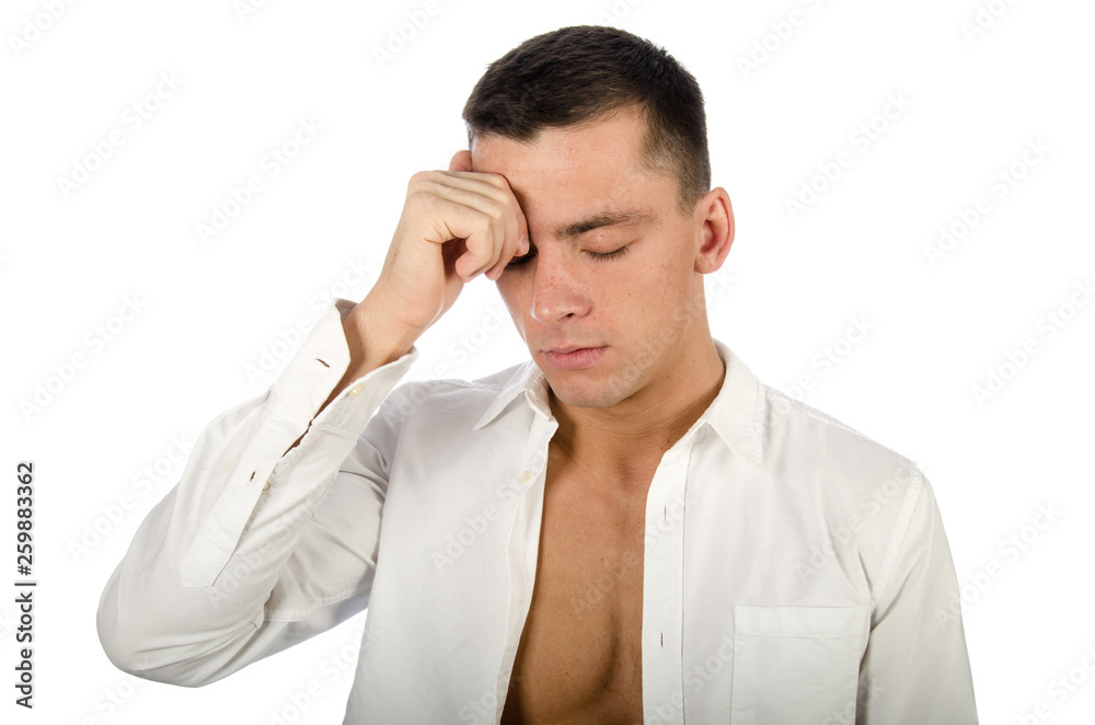 Tears and depression. The young guy is crying. Tears and depression. The young guy is crying.