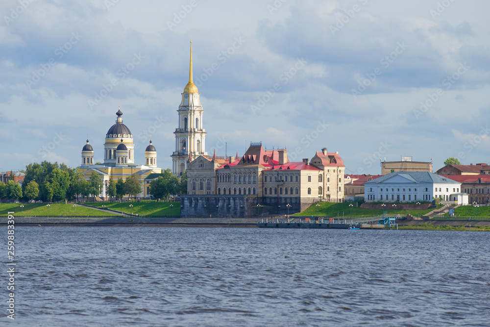 View of the historical center of Rybinsk from the Volga on a July day. Yaroslavl region, Russia View of the historical center of Rybinsk from the Volga on a July day. Yaroslavl region, Russia