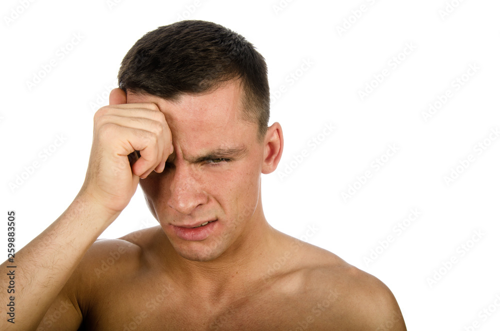 Tears and depression. The young guy is crying. Tears and depression. The young guy is crying.