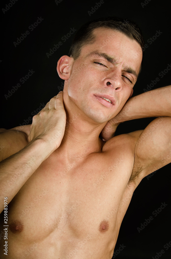 Backache. Attractive guy. Backache. Attractive guy.