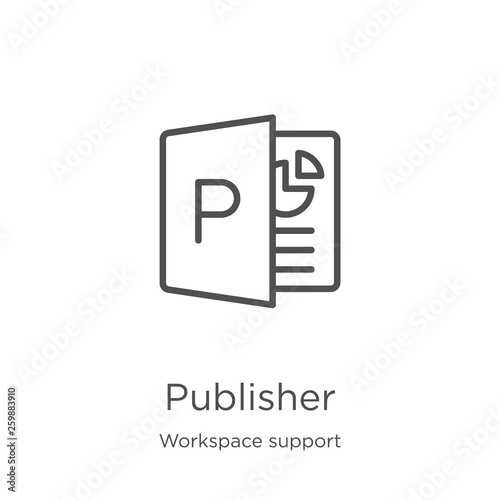 publisher icon vector from workspace support collection. Thin line publisher outline icon vector illustration. Outline, thin line publisher icon for website design and mobile, app development